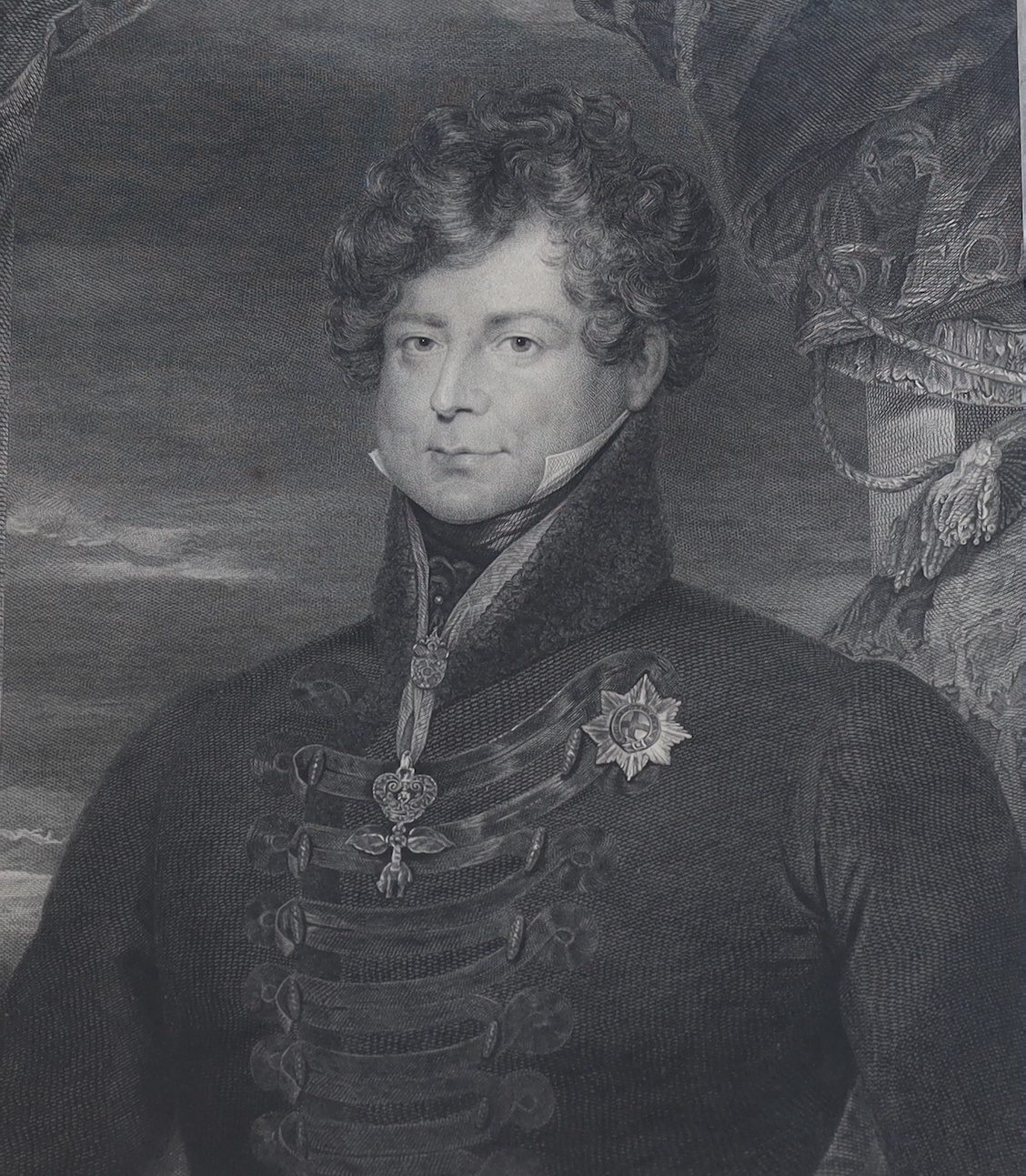 James Holmes (1777-1860), engraving, 'His Most Gracious Majesty King George IV', published by Holmes 1829, visible sheet 51 x 36cm